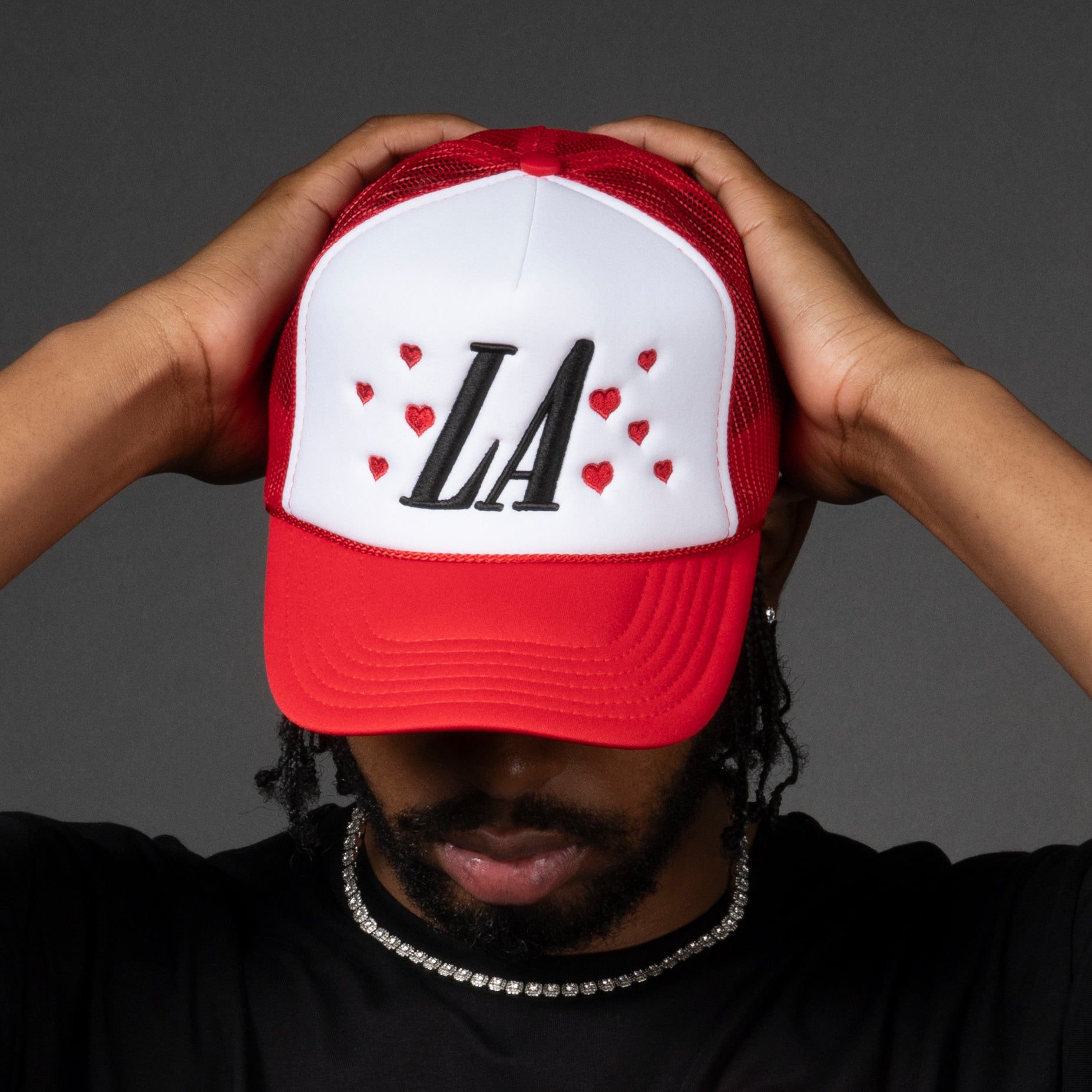 LA Hearts Trucker Hat - Red / White